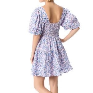 Jessica Simpson Lavender Floral Puff-Sleeve Mini Dress